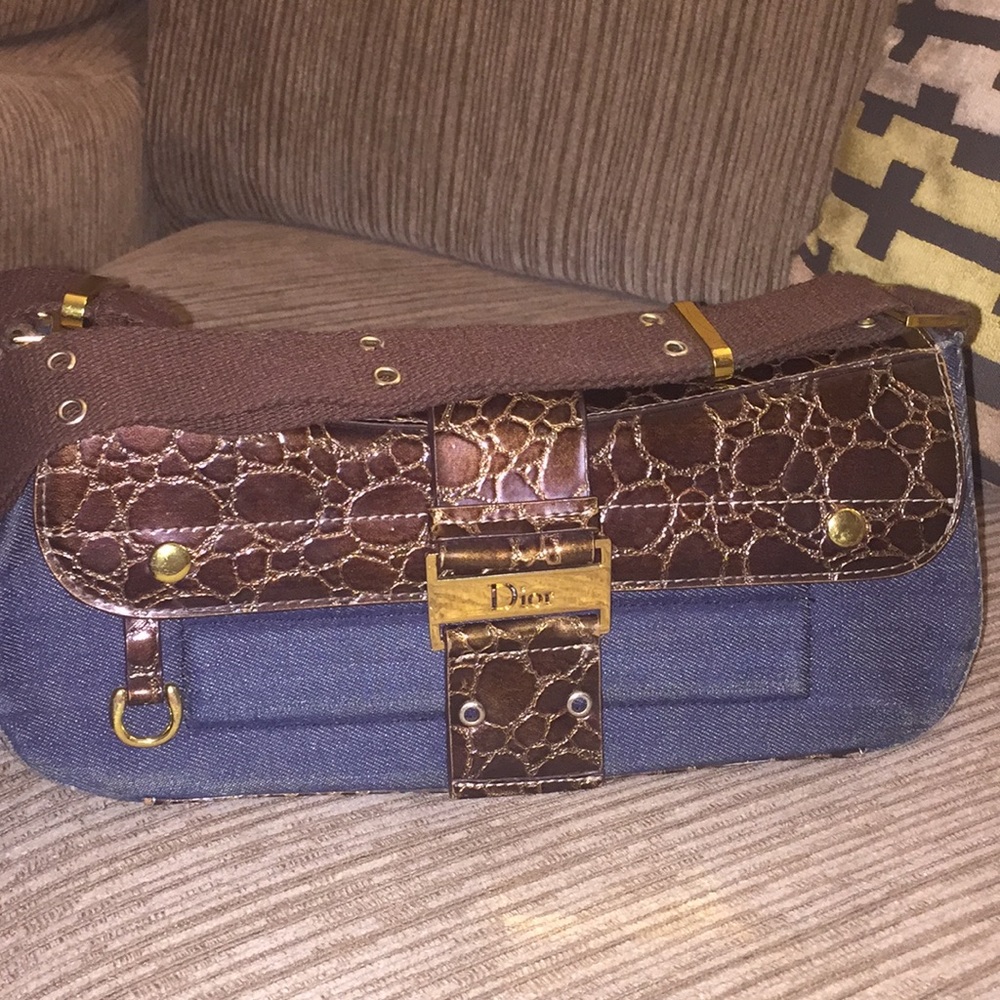 Brown and blue Dior fancy purse